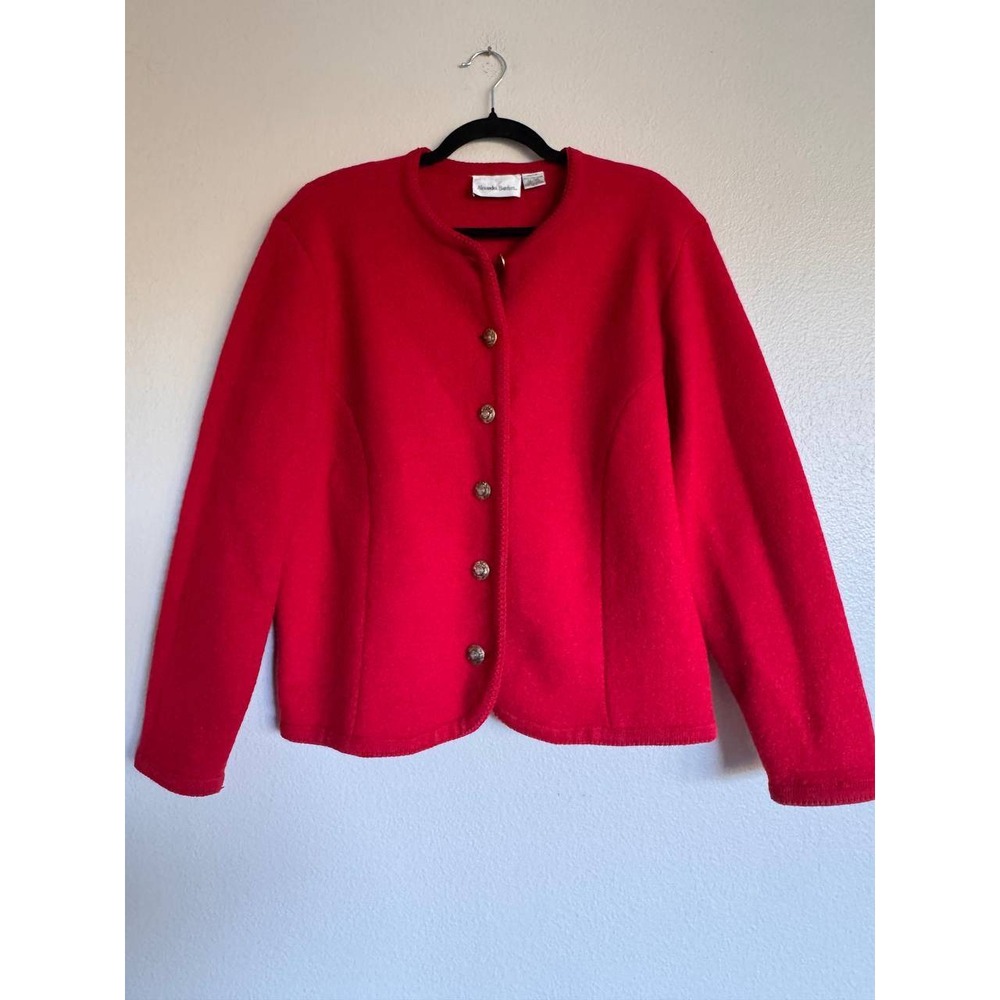Vintage Alexandra Bartlett Red Wool Jacket Y2k Preppy Gold Button Dark Academia